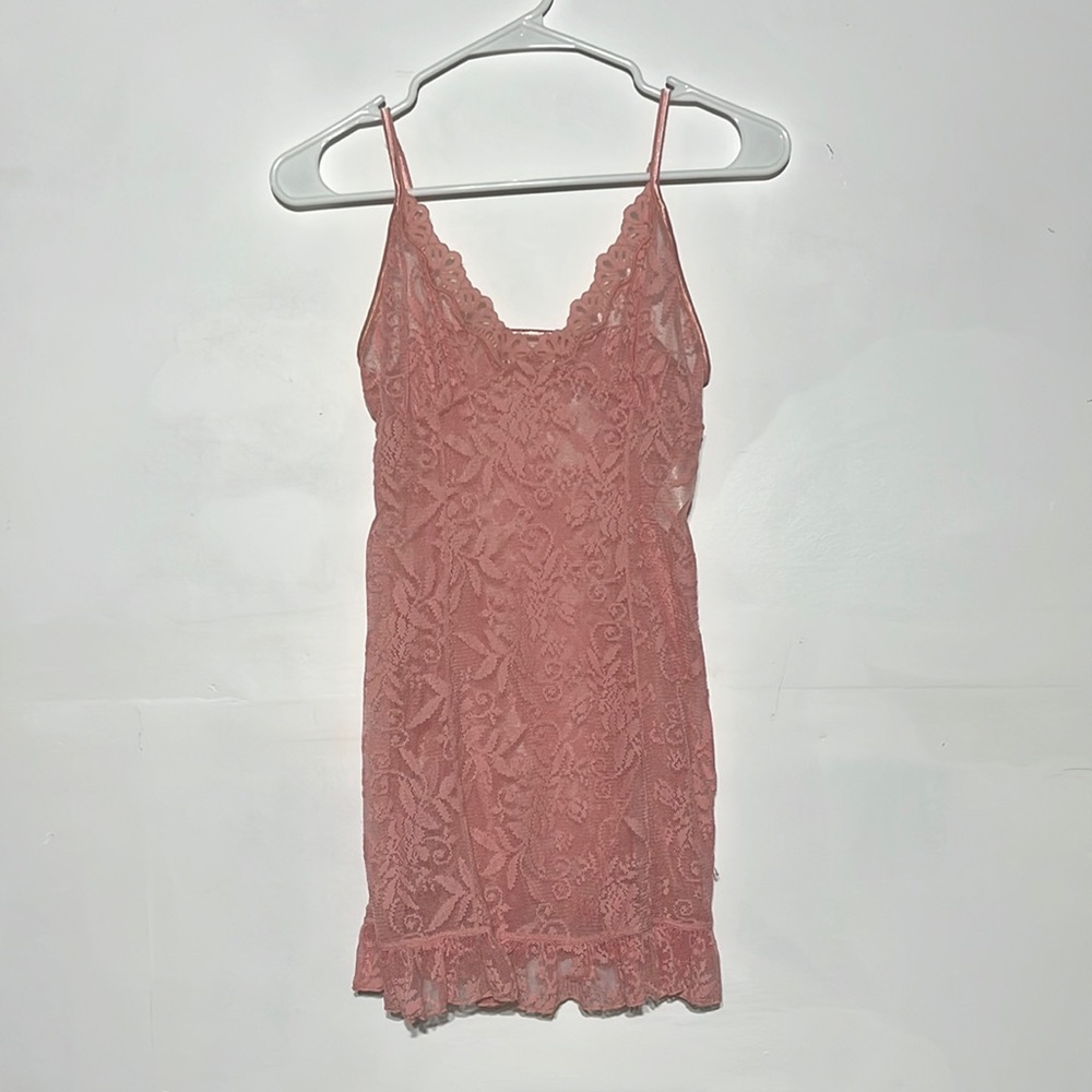 Boutique Pink Lace Mesh Slip Dress Size M